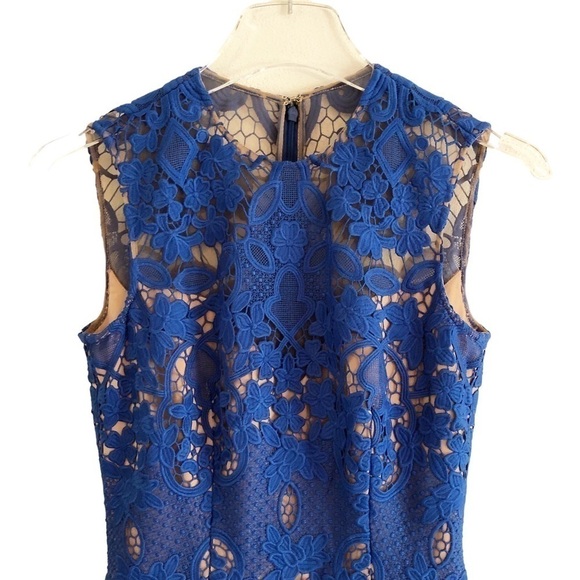 Dress The Population NWT Sleeveless Blue Lace Fit & Flare Midi Dress XS - Picture 3 of 10